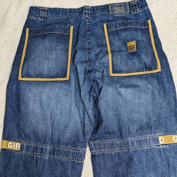 Marithe Francois Girbaud Blue Relaxed Jeans with Reflective Strips - Picture 6 of 16